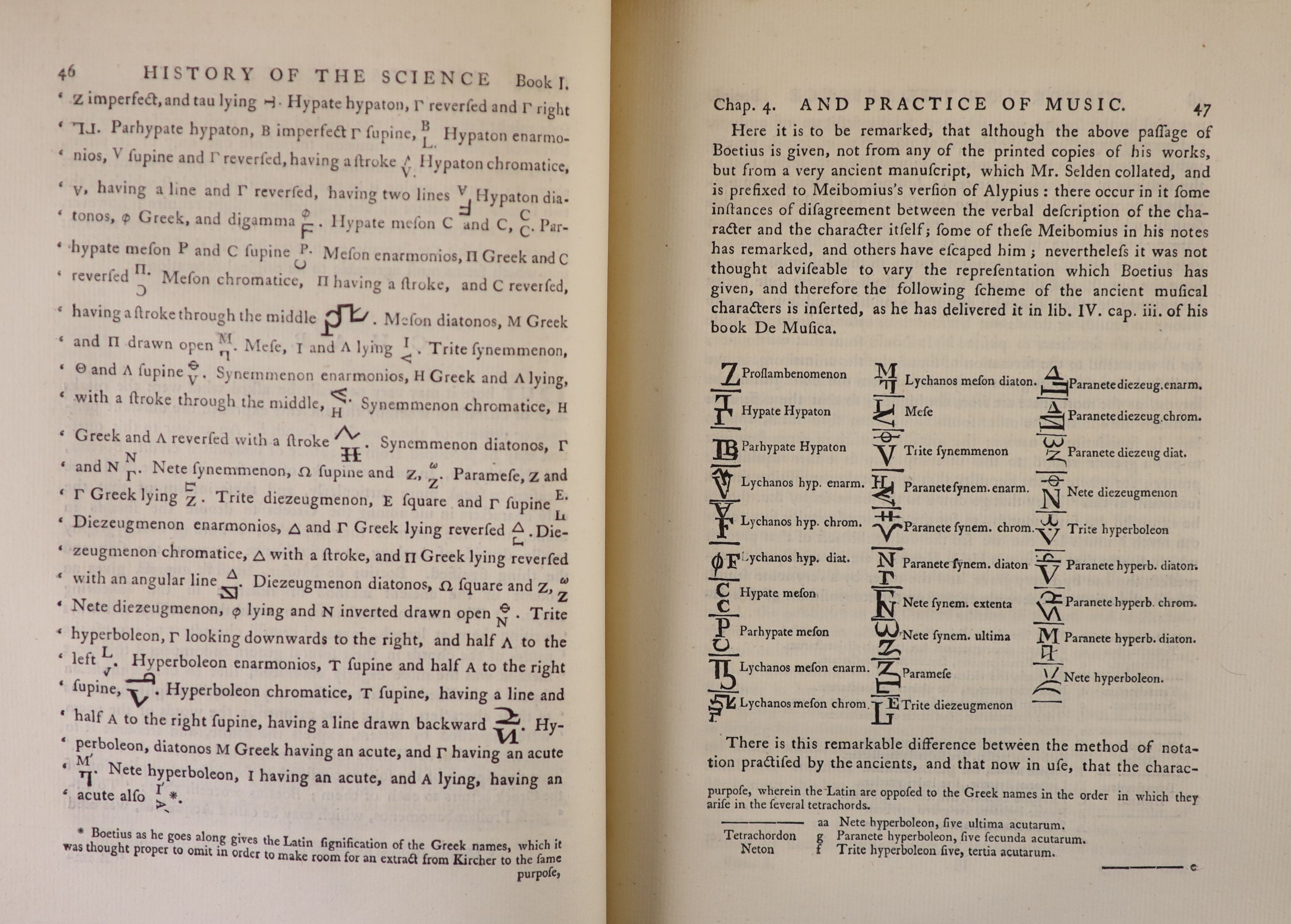 Hawkins, John - A General History of the Science and Practice of Music. 5 vols, complete with engraved frontis to vol 1, numerous text illustrations and musical notation throughout. Quarter board with blue paper overlay.